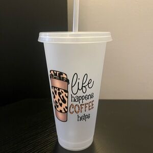 Leopard Print Coffee Tumbler with Straw